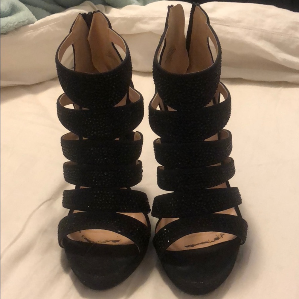 Black rhinestone strap oh heels